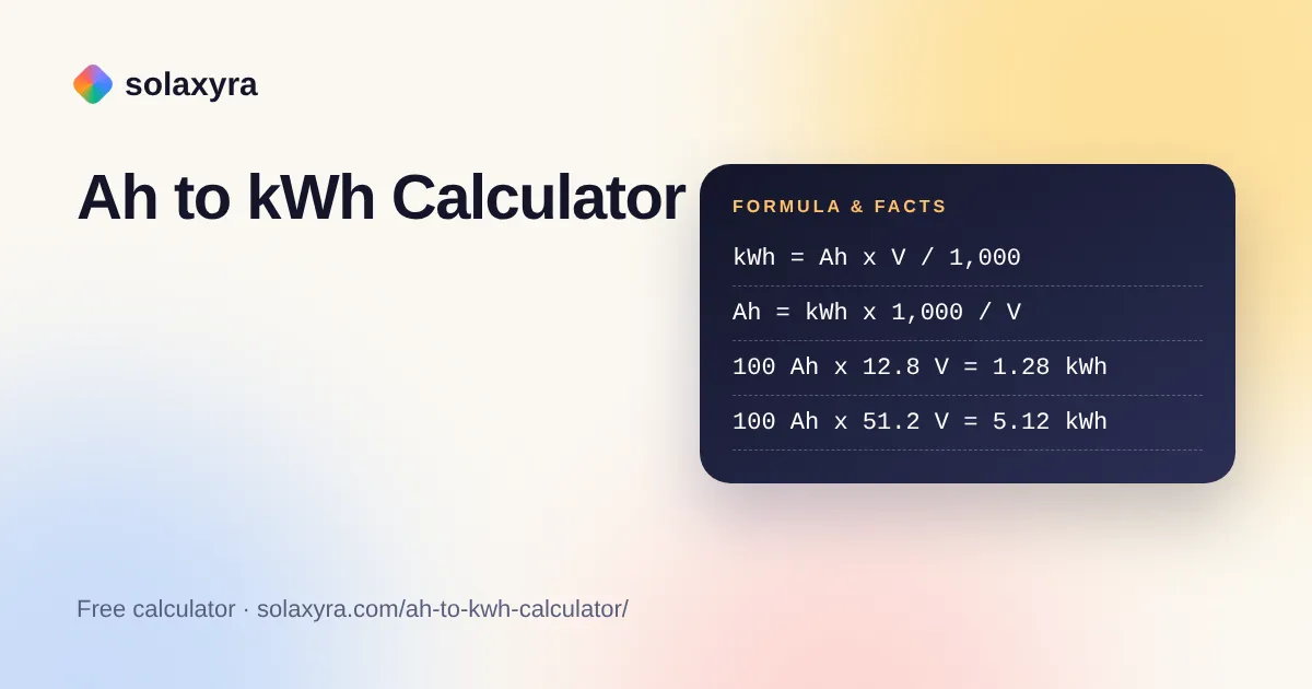 Ah to kWh calculator formula converting amp-hours and voltage to kilowatt-hours
